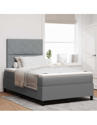 Letto a molle con materasso Grigio chiaro 120 x 190 cm Tessuto