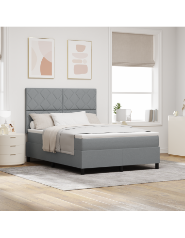 Letto a molle con materasso Grigio chiaro 160 x 200 cm Tessuto
