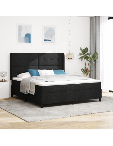 Letto a Sorgente LED con materasso Nero 180 x 200 cm Tessuto