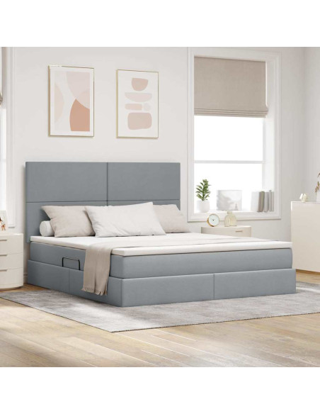 Letto con contenitore e LED con led Grigio chiaro 160 x 200 cm