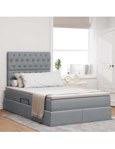 Letto con contenitore e LED con led Grigio chiaro 120 x 190 cm