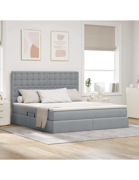 Letto con contenitore e materasso Grigio chiaro 160 x 200 cm