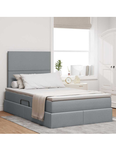 Letto con contenitore e LED con led Grigio chiaro 120 x 190 cm