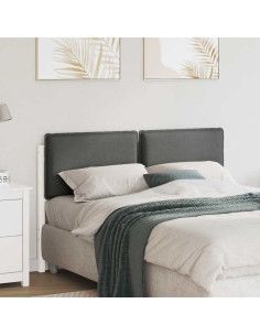 Testiera imbottita Bianco e grigio chiaro 135 cm Pino massello