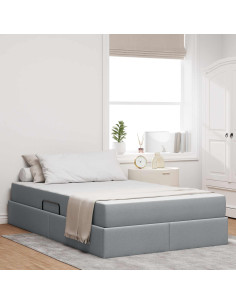 Letto con contenitore e materasso Grigio chiaro 120 x 190 cm