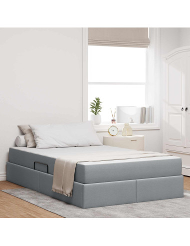 Letto con contenitore e materasso Grigio chiaro 120 x 190 cm