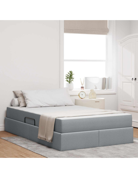Letto con contenitore e materasso Grigio chiaro 120 x 190 cm