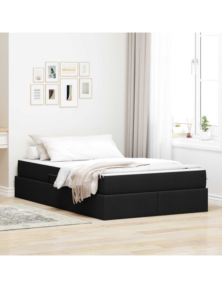 Letto con contenitore e materasso Nero 120 x 190 cm Poliestere