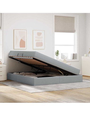 Letto con contenitore e materasso Grigio chiaro 160 x 200 cm