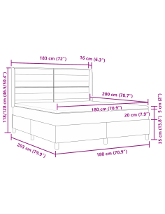 Letto a molle con materasso Blu 180 x 200 cm Tessuto