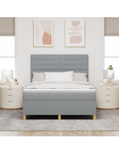 Letto a Sorgente LED Grigio chiaro 160 x 200 cm Tessuto