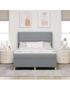 Letto a molle con materasso Grigio chiaro 140 x 200 cm Tessuto