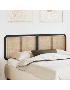 Testiera con testiera Nero 160 x 55 x 3 cm Rattan