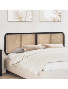 Testiera con testiera Nero 180 x 55 x 3 cm Rattan