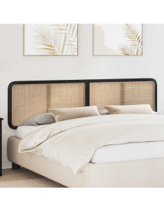 Testiera con testiera Nero 200 x 55 x 3 cm Rattan