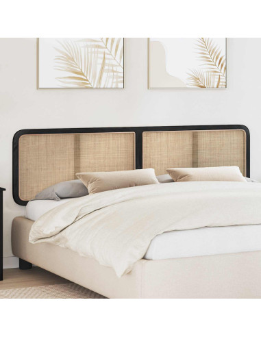 Testiera con testiera Nero 200 x 55 x 3 cm Rattan