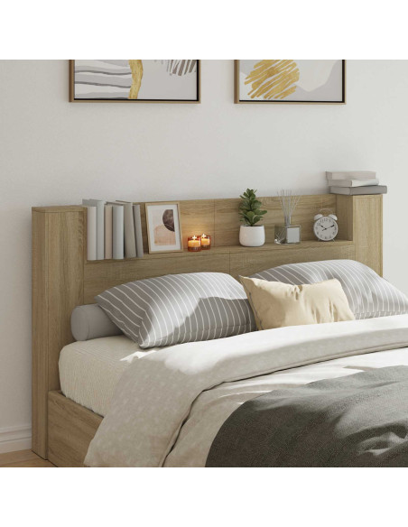 Testata con Mobile e LED Sonoma 180 x 16,5 x 103,5 cm