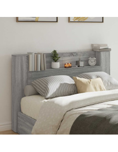 Testata con Mobile e LED Grigio Sonoma 160 x 16,5 x 103,5 cm