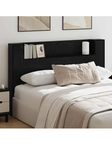 Testata con Mobile e LED Rovere Nero 160 x 16,5 x 103,5 cm