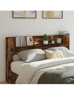 Testata con Mobile e LED Rovere fumé 180 x 16,5 x 103,5 cm