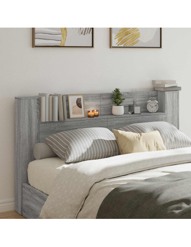 Testata con Mobile e LED Grigio Sonoma 180 x 16,5 x 103,5 cm