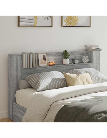 Testata con Mobile e LED Grigio Sonoma 180 x 16,5 x 103,5 cm