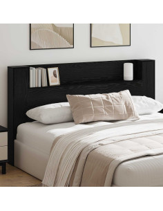 Testata con Mobile e LED Rovere Nero 180 x 16,5 x 103,5 cm