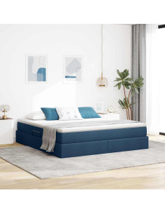 Letto con contenitore e materasso Blu 180 x 200 cm Poliestere