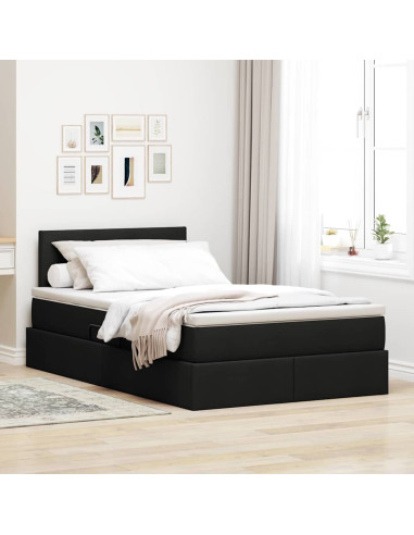 Letto con contenitore e materasso Nero 120 x 190 cm