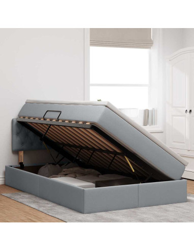 Letto con contenitore e materasso Grigio chiaro 120 x 190 cm
