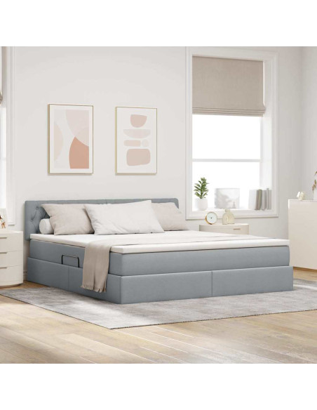 Letto con contenitore e materasso Grigio chiaro 160 x 200 cm
