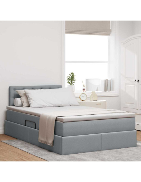 Letto con contenitore e materasso Grigio chiaro 120 x 190 cm