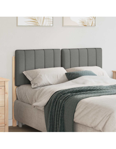 Testiera imbottita Marrone e Grigio Chiaro 120 cm Pino massello