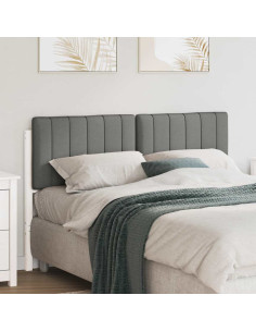 Testiera imbottita Bianco e grigio chiaro 140 cm Pino massello