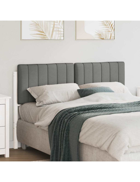 Testiera imbottita Bianco e grigio chiaro 140 cm Pino massello