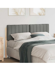 Testiera imbottita Marrone e Grigio Chiaro 140 cm Pino massello