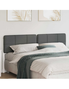 Testiera imbottita Bianco e grigio chiaro 180 cm Pino massello