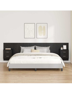 Testata con Comodino 3 pcs Rovere Nero Legno multistrato