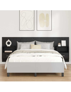 Testata con Comodino 3 pcs Rovere Nero Legno multistrato