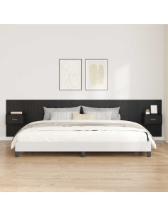 Testata con Comodino 3 pcs Rovere Nero Legno multistrato