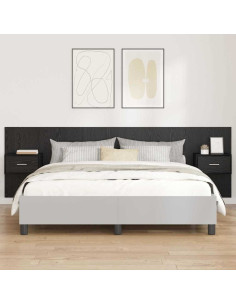 Testata con Comodino 3 pcs Rovere Nero Legno multistrato