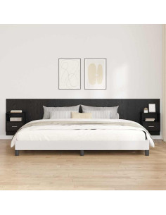 Testata con Comodino 3 pcs Rovere Nero Legno multistrato