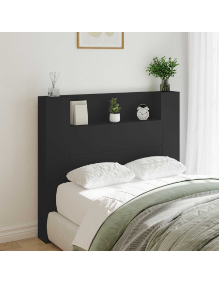 Testiera Nero 120 x 16,5 x 103,5 cm Legno multistrato