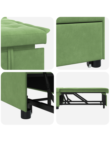 Divano letto Verde chiaro 194 x 67 x 82 cm Velluto