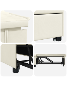 Divano letto Crema 194 x 67 x 82 cm Velluto