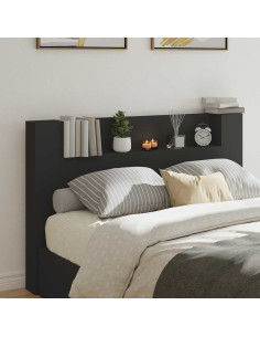 Testiera Nero 160 x 16,5 x 103,5 cm Legno multistrato