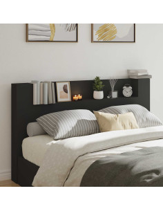 Testiera Nero 180 x 16,5 x 103,5 cm Legno multistrato