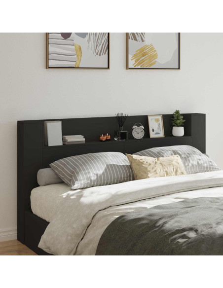 Testiera Nero 200 x 16,5 x 103,5 cm Legno multistrato