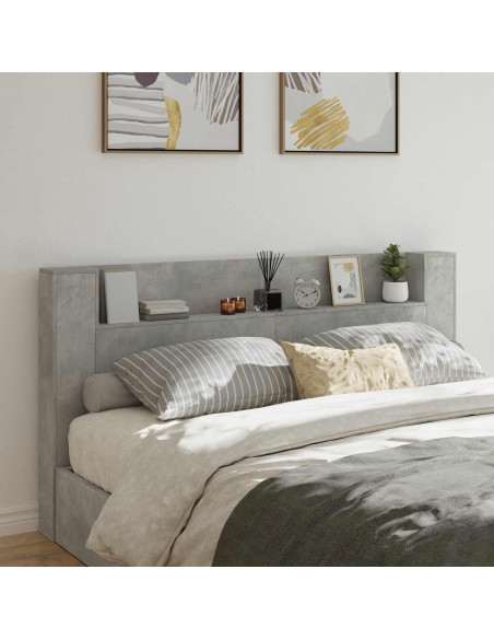 Testiera Grigio cemento 200 x 16,5 x 103,5 cm Legno multistrato