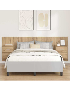 Testata con Comodino 3 pcs Rovere artigianale Legno multistrato